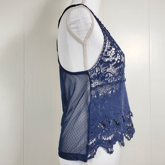 Eyeshadow embroidered boho hippie lace crop tanktop medium - Picture 5 of 9